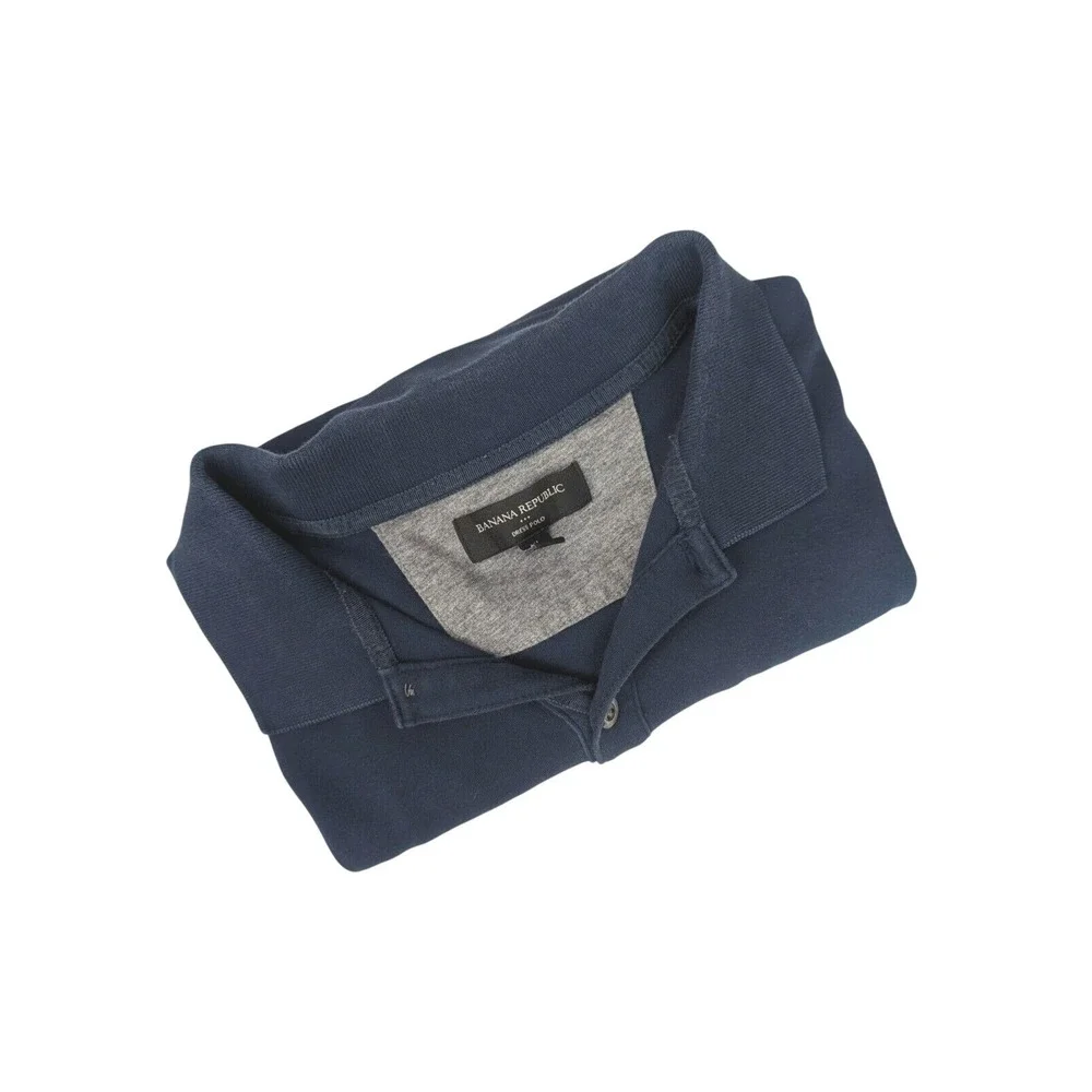 Banana Republic Navy Blue 1/4 Button Short Sleeve Dress Polo Mens XL